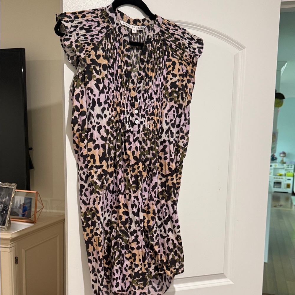Veronica Beard - Cotton Leopard Print Sleeveless Dress